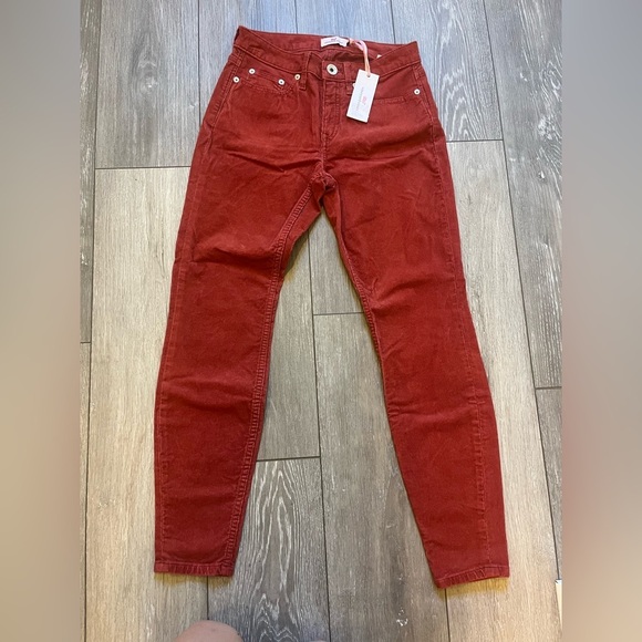 NWT Vineyard Vines High Rise Skinny Corduroy Pants Womens SZ 25 Coral Rust Ankle - Picture 1 of 8